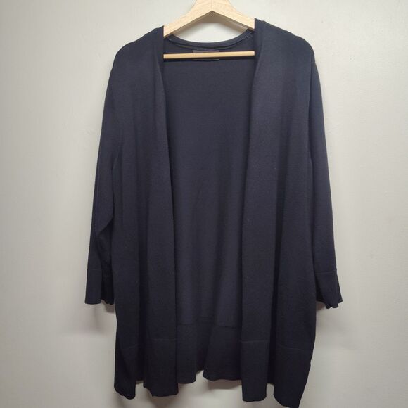 Lane Bryant Knit Cardigan Sweater Women Size 22/24 Black 3/4 Sleeve Open Casual - Picture 1 of 8